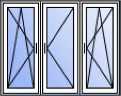 3-tlg. Fenster DK/D/DK (oder Fenstert�r)